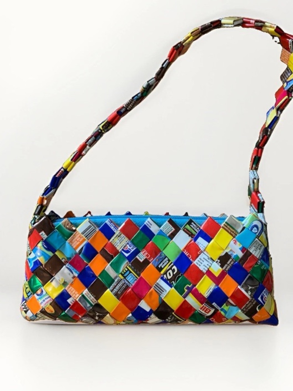 Artisan Multicolor Woven Candy Wrapper Vintage Mini Handmade Bag